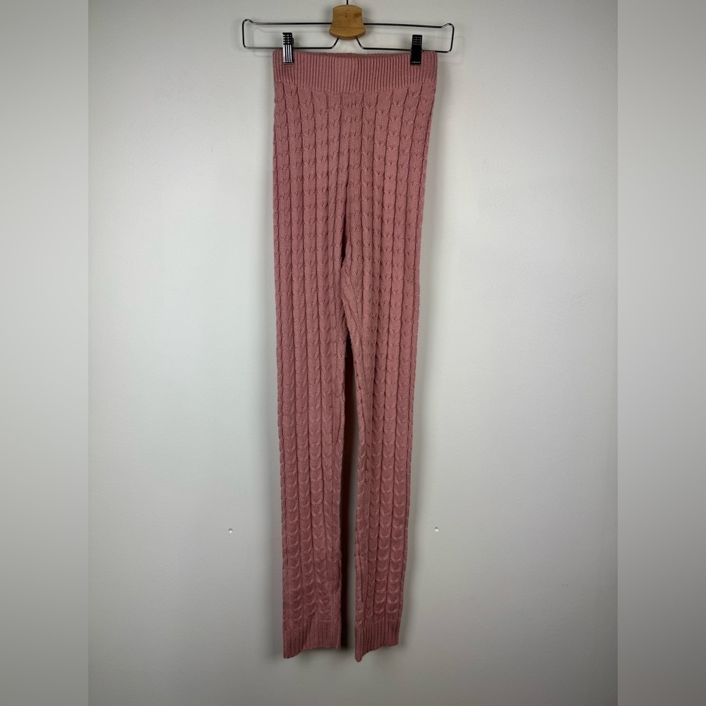 Black Label By C’EST Toi Pink Cable Knit Legging and Halter Top Set, Size Small - Picture 5 of 16